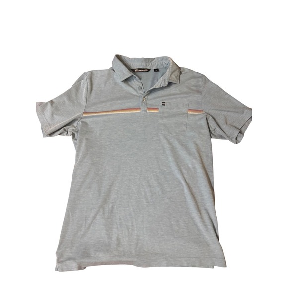 Travis Mathew Other - Travis Mathew Mens Polo Shirt Size L Blue Striped Short Sleeve Golf Casual